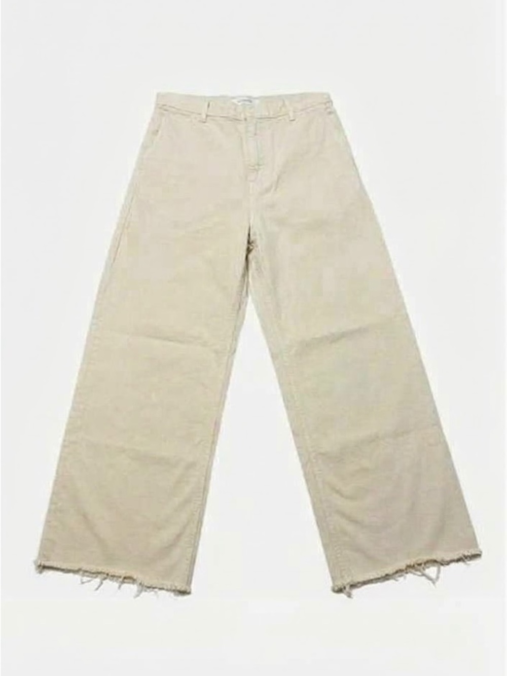 OAT New York High Waisted Wide Leg JEANS Pants 8 / 29 Oat Milk Stretch Raw Hem